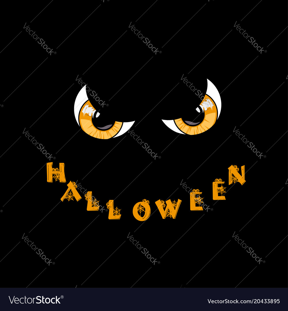 Halloween card yellow predatory monster eyes