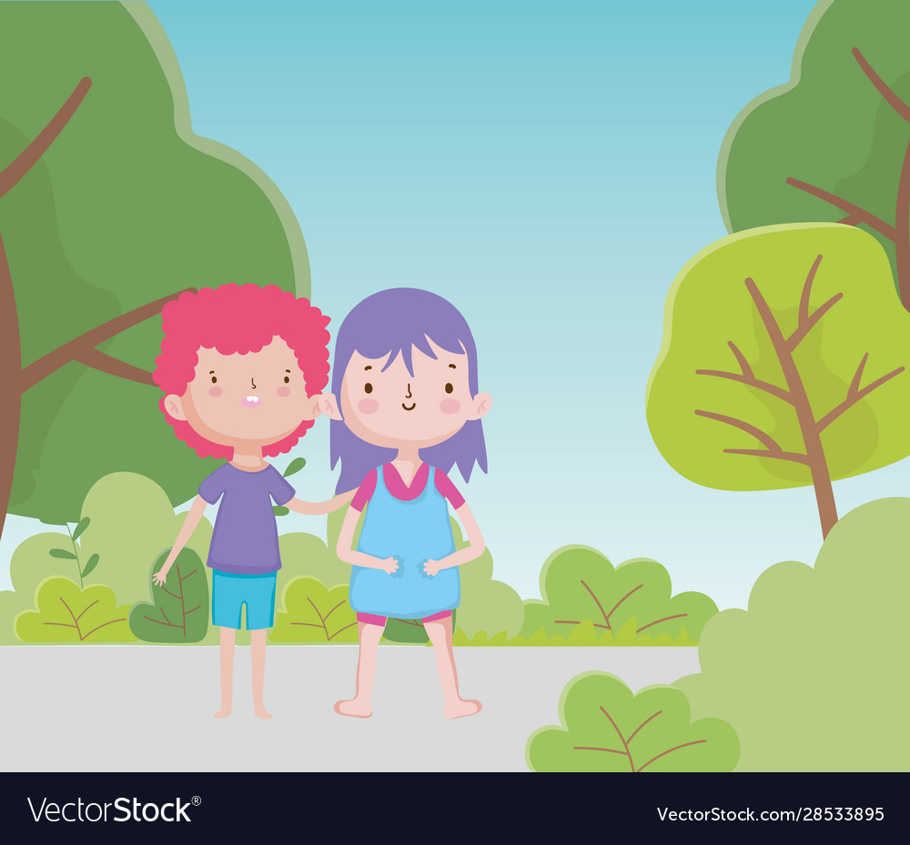 Happy children day cute little boy and girl Vector Image