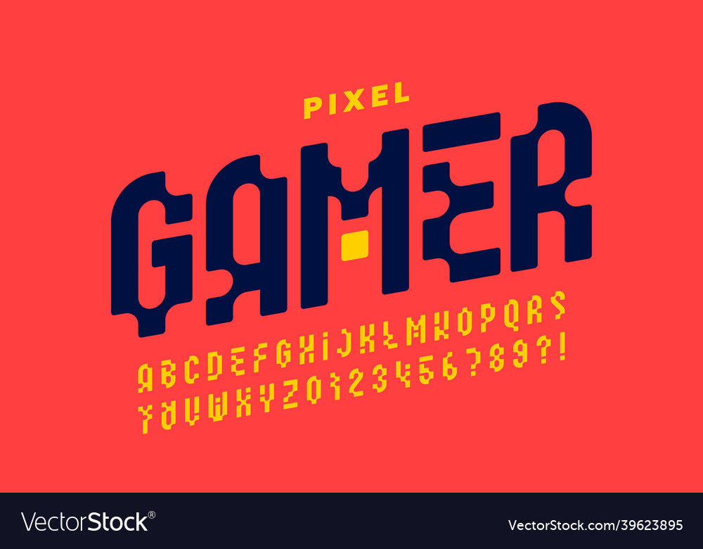 Pixel style font design alphabet letters Vector Image