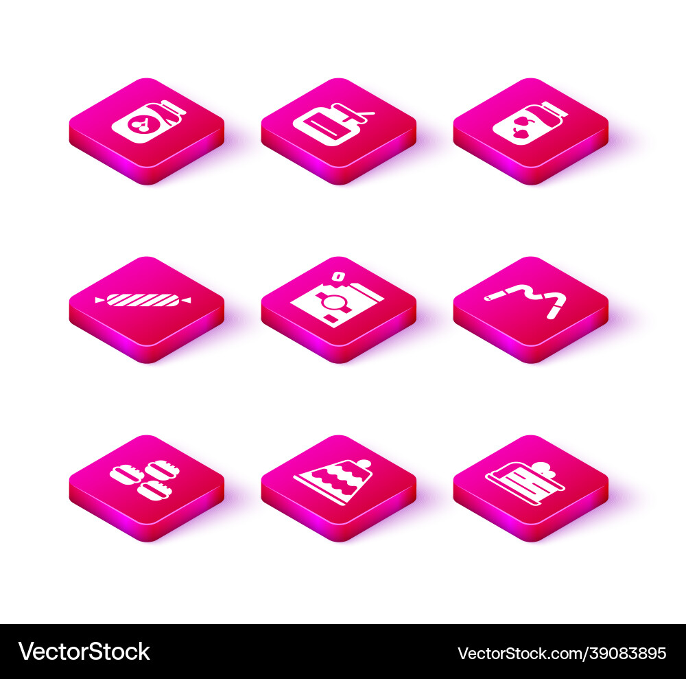 Set macaron cookie cake candy packaging Royalty Free Vector