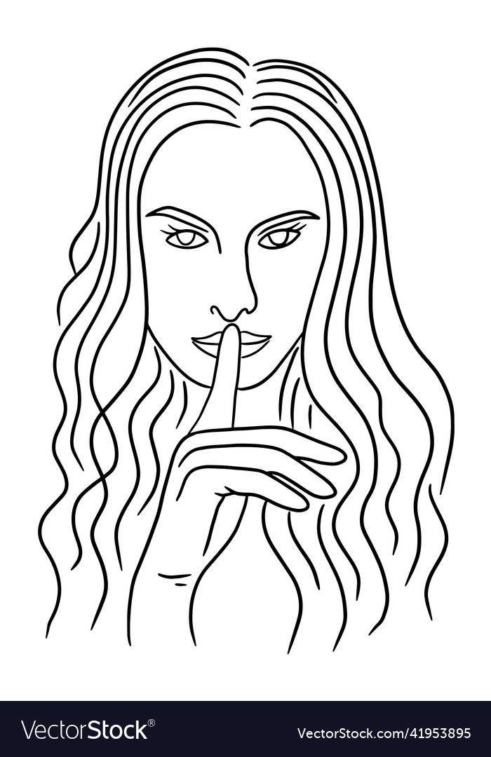 Women girl close up face pose line art Royalty Free Vector