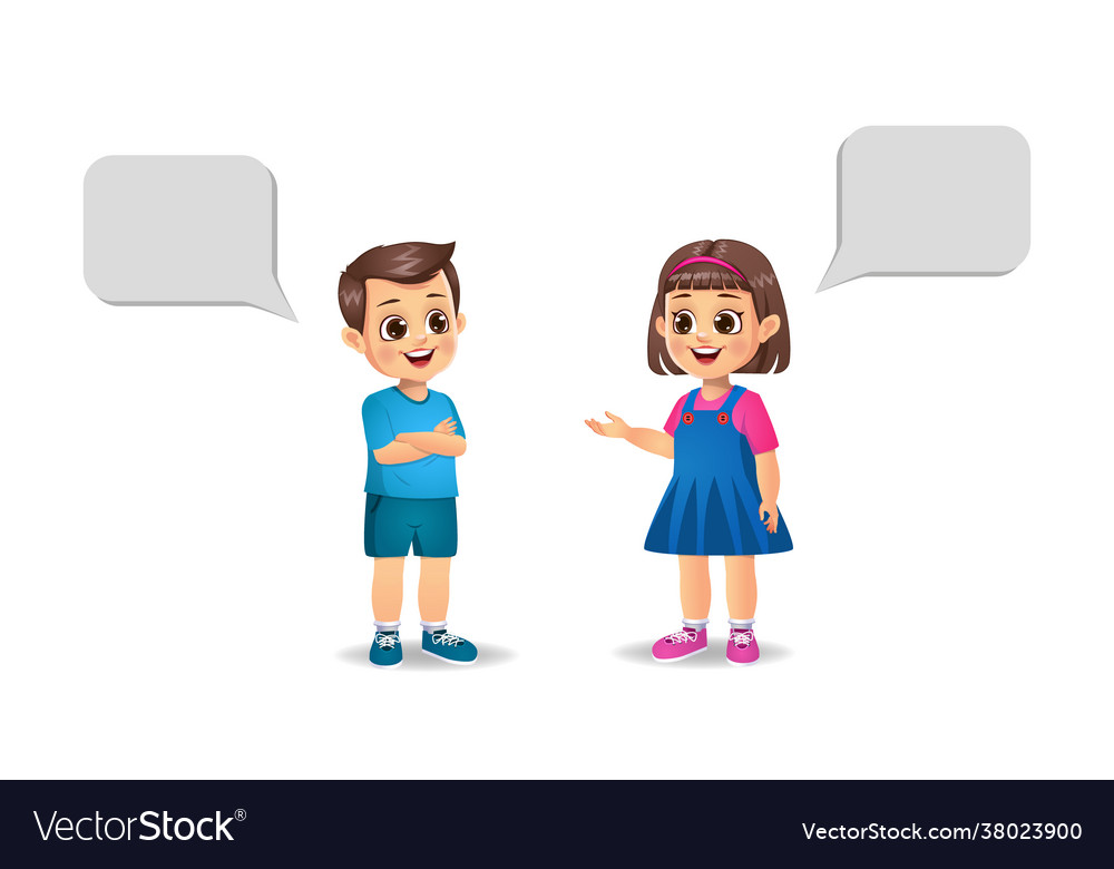 Cute girl kid and boy kid talking to each other Vector Image