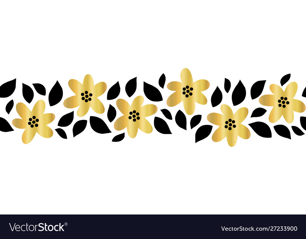 Download Gold foil flower garland seamless border Vector Image