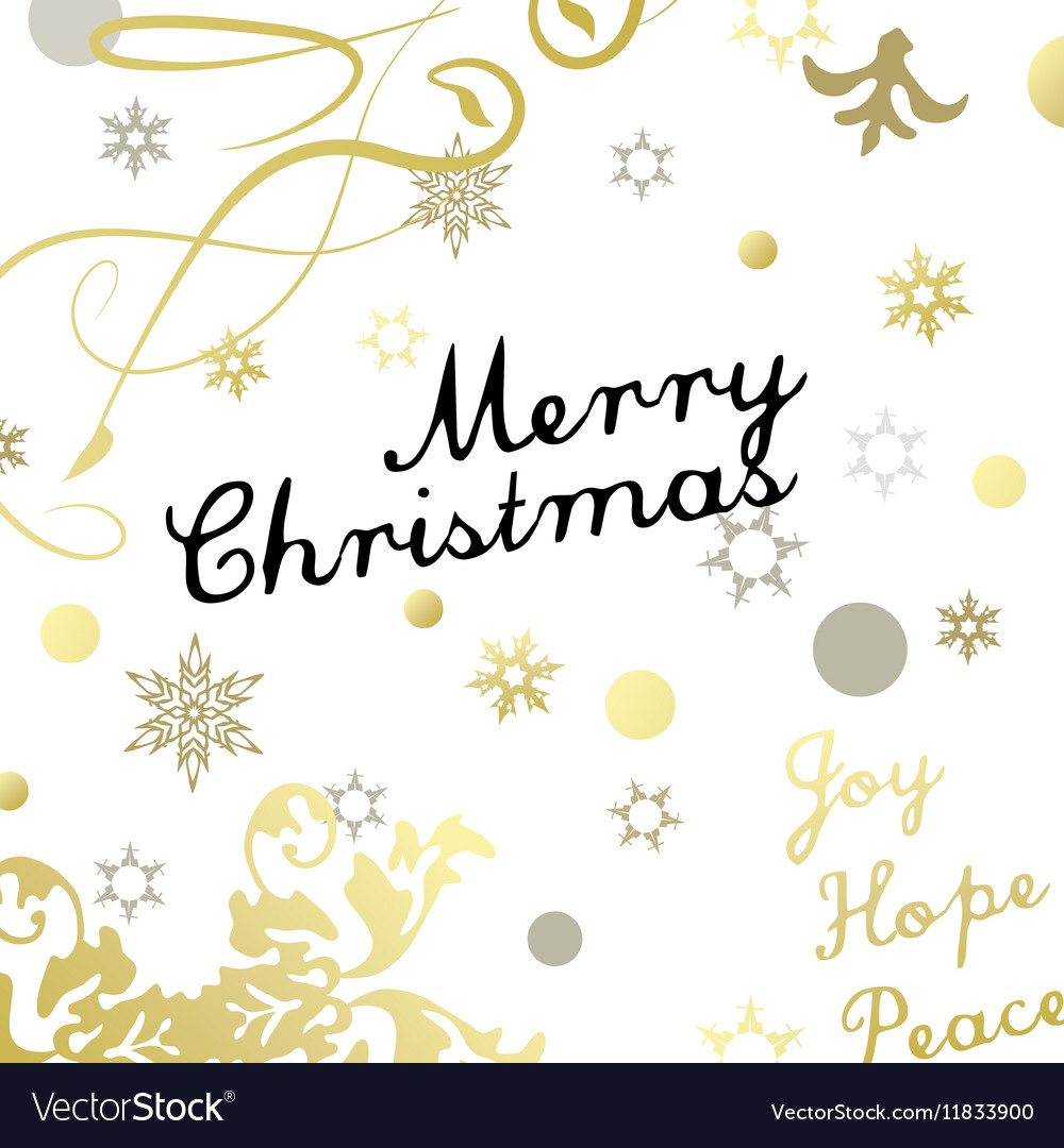 Merry christmas card with gold glittering design