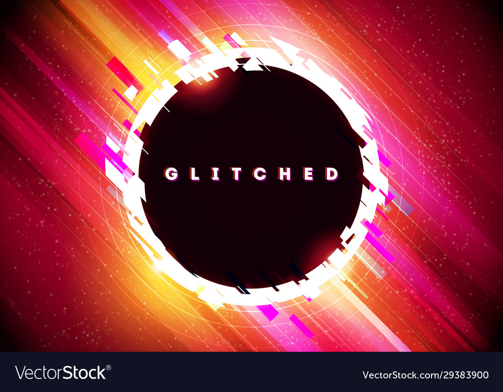 Illuminated Circle Glitch Effect Glitched Circle Stock Vector