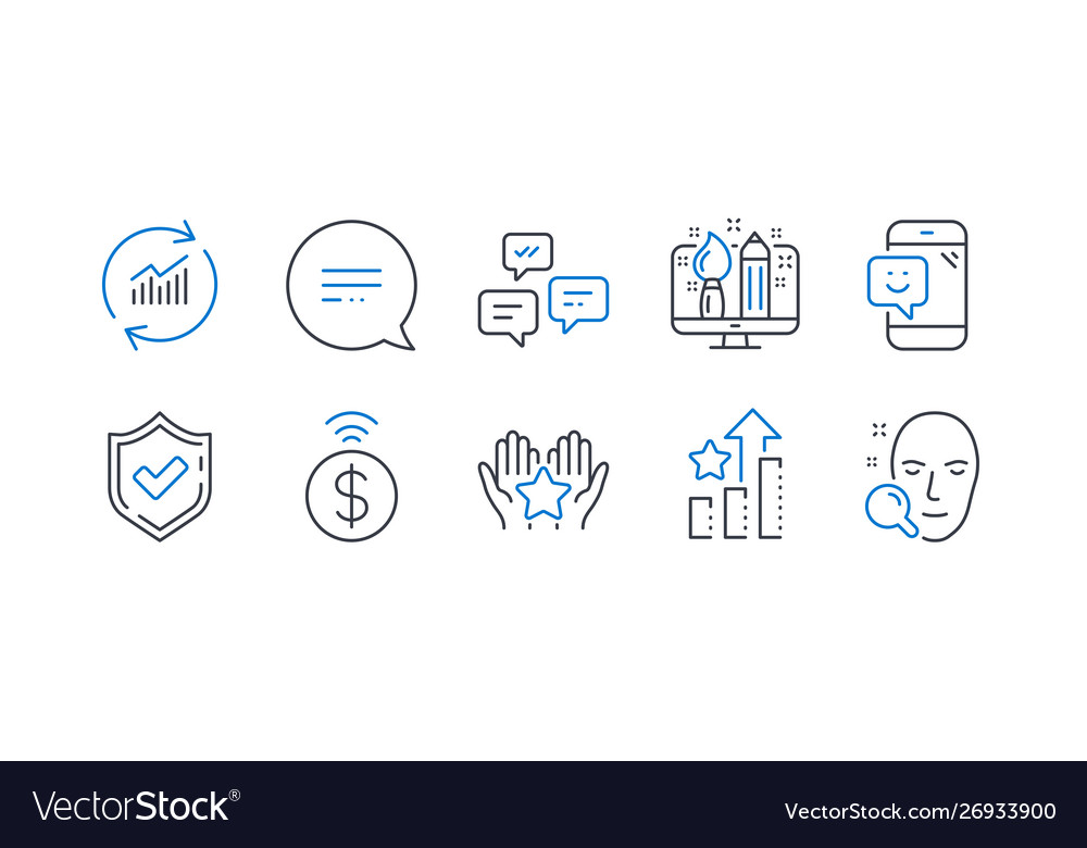 Set technology icons such as chat messages