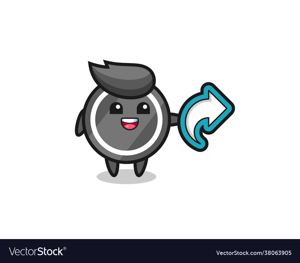 Cute Hockey Puck halten Social Media-Share-Symbol