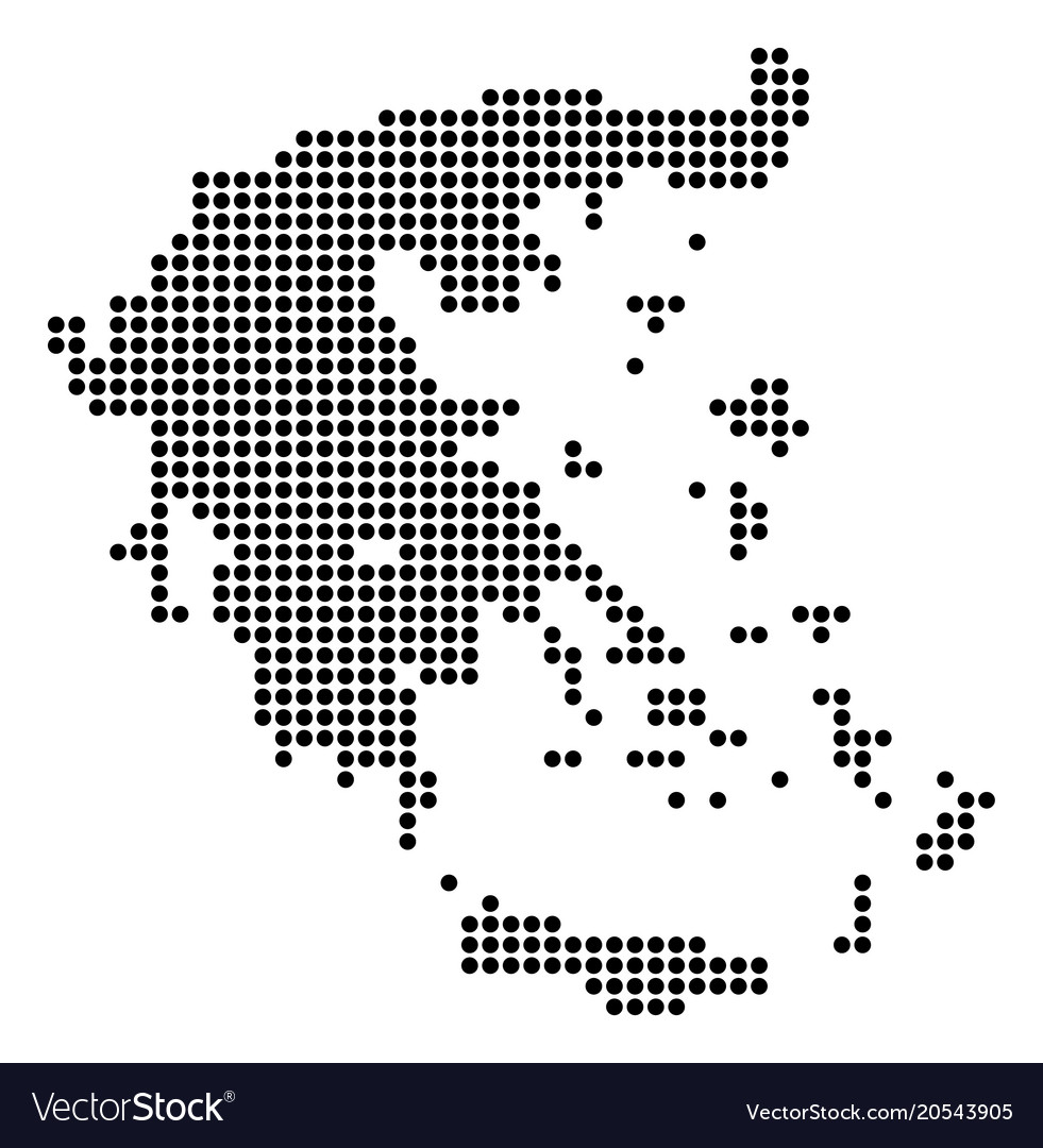 Dotted pixel greece map Royalty Free Vector Image