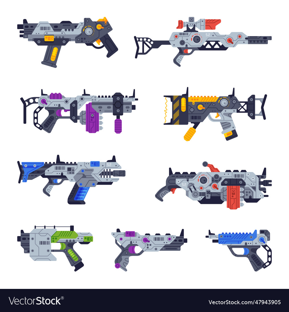 Fantastic weapon and raygun as destructive energy Vector Image