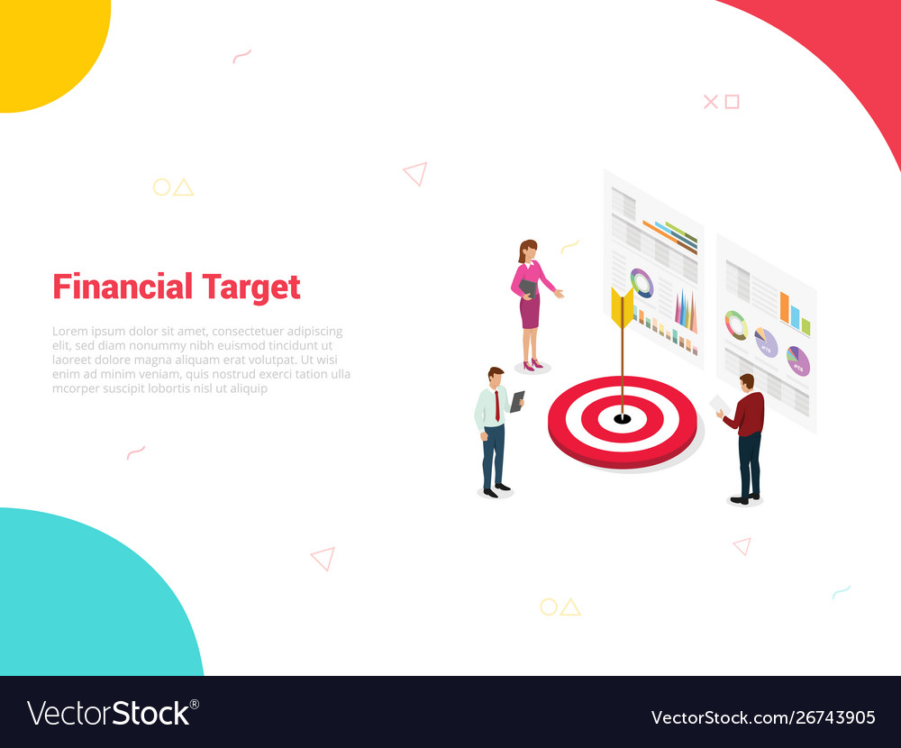 Financial target company with big dart and team