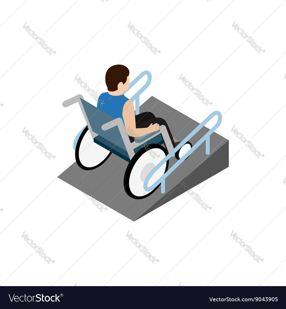 Man Sitting On Wheelchair On The Ramp Icon Vector Image 3357