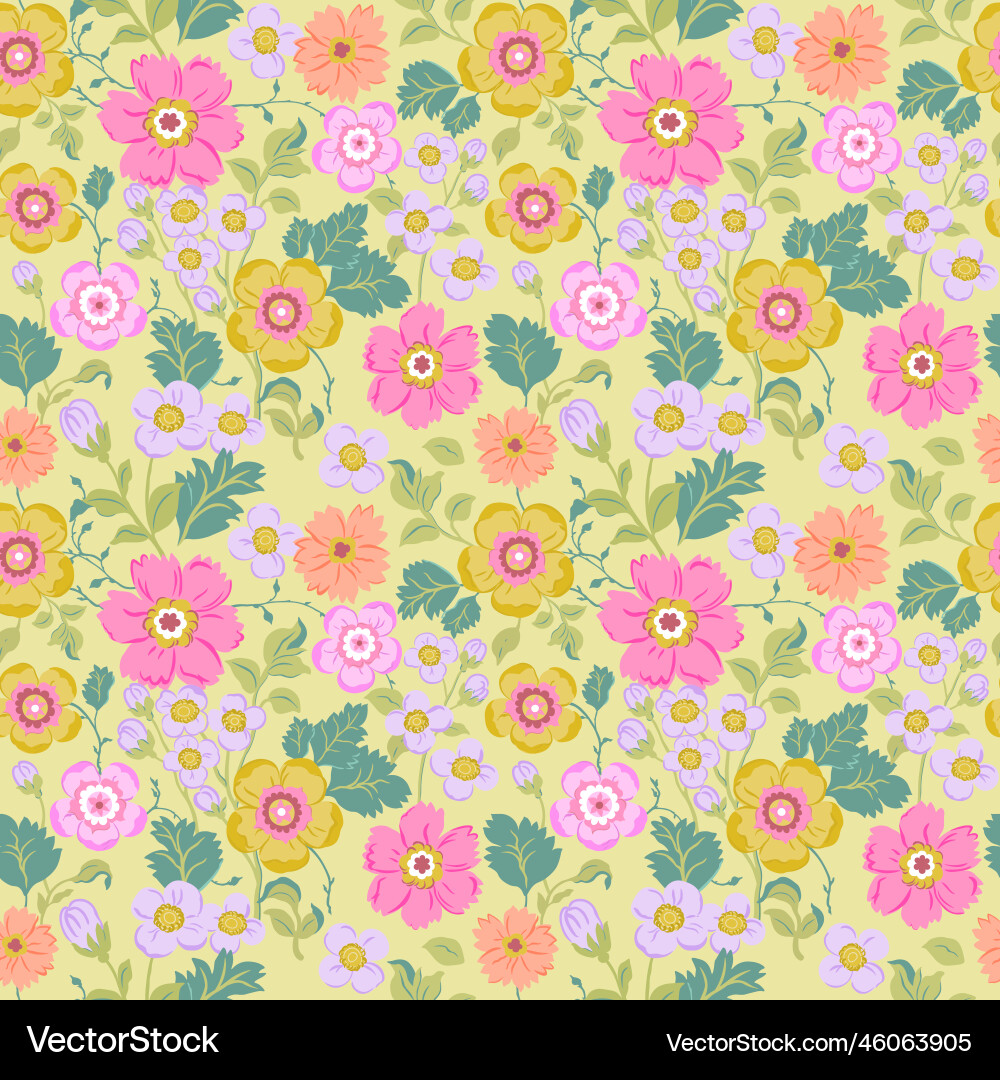 Seamless pattern with delicate pink and yellow Vector Image
