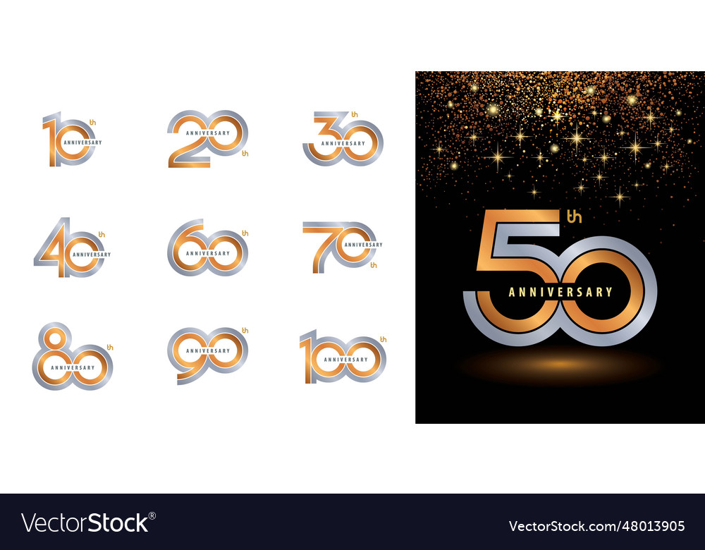 Set of anniversary logotype design celebrating