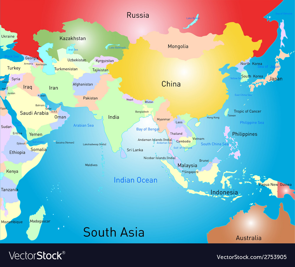 South asia map Royalty Free Vector Image - VectorStock