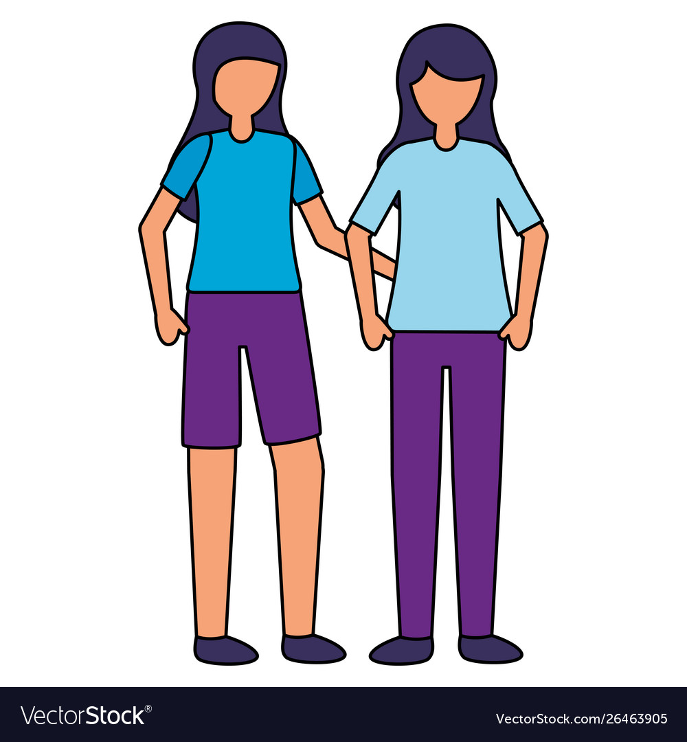 Standing Women Together On White Background Vector Image