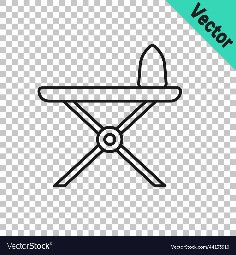 Black Line Electric Iron And Ironing Board Icon Vector Image