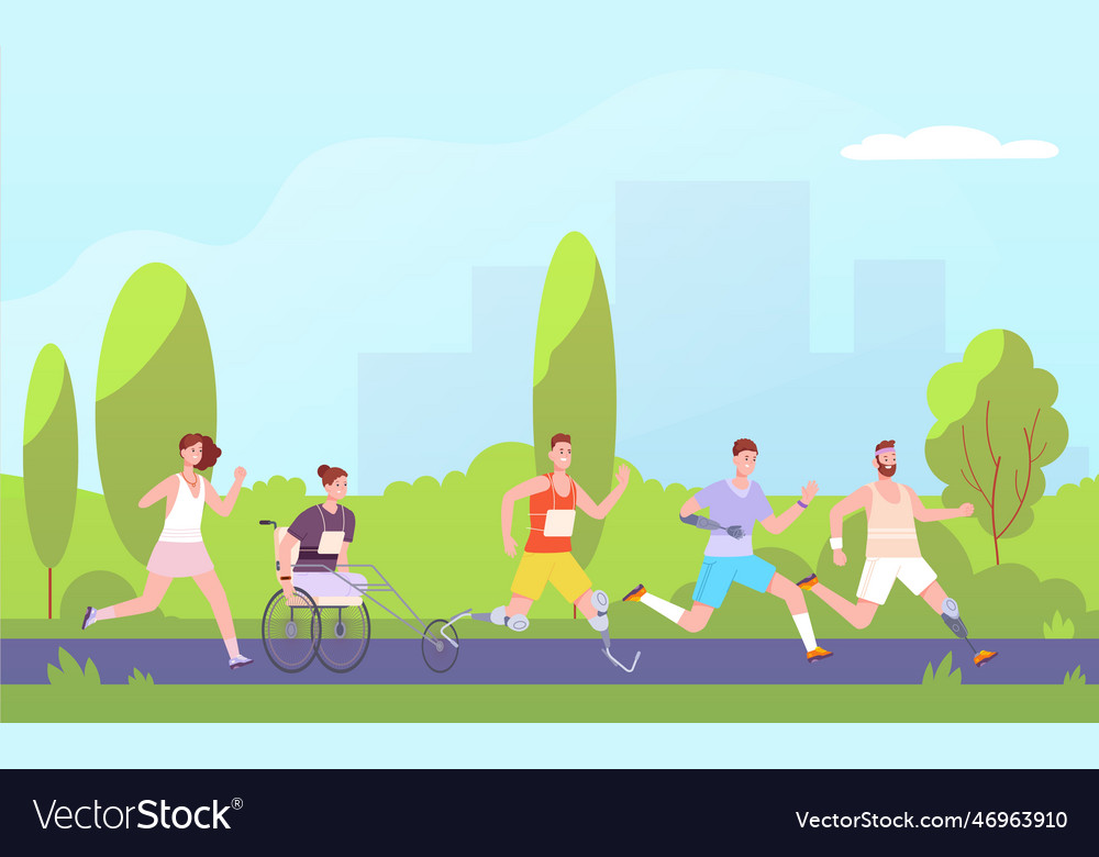 Disabled runners handicap athletes running Vector Image