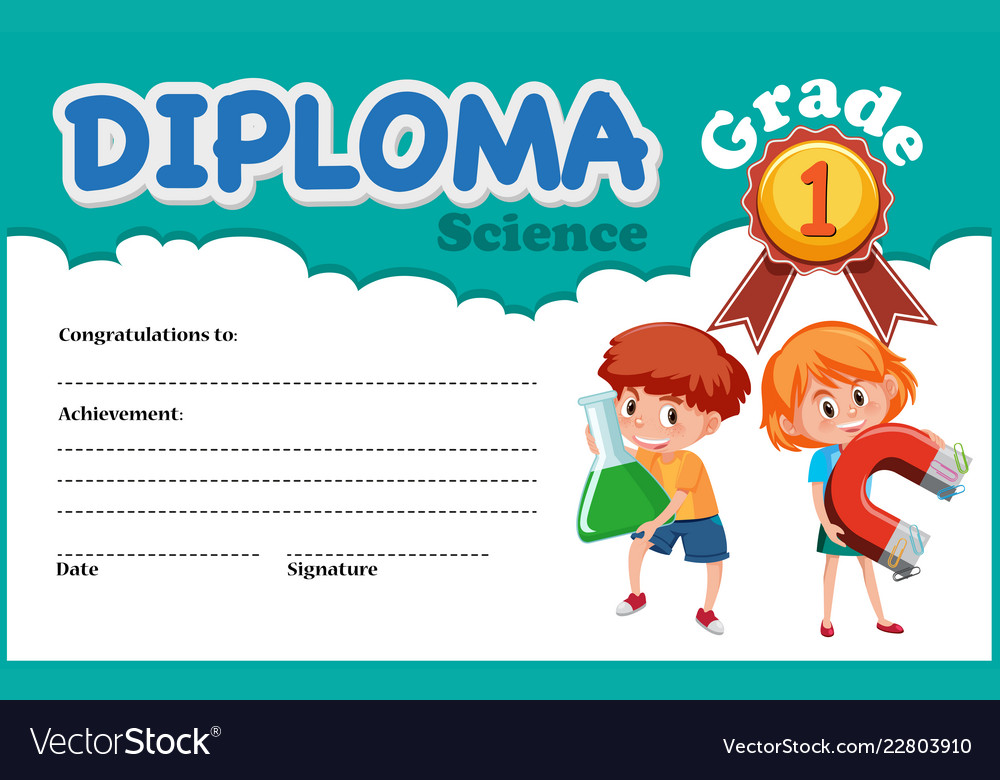 science diploma certificate template royalty free vector