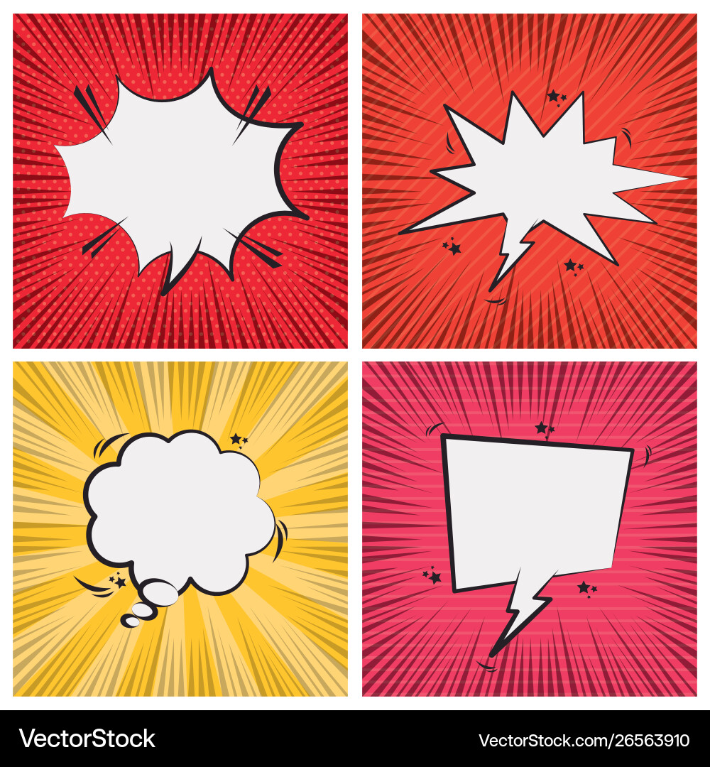 Set pop art comic speech bubbles Royalty Free Vector Image