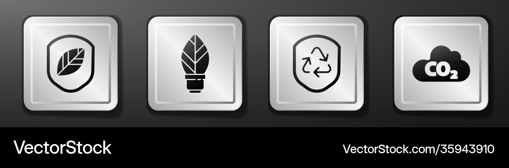 Set shield with leaf light bulb with leaf Vector Image