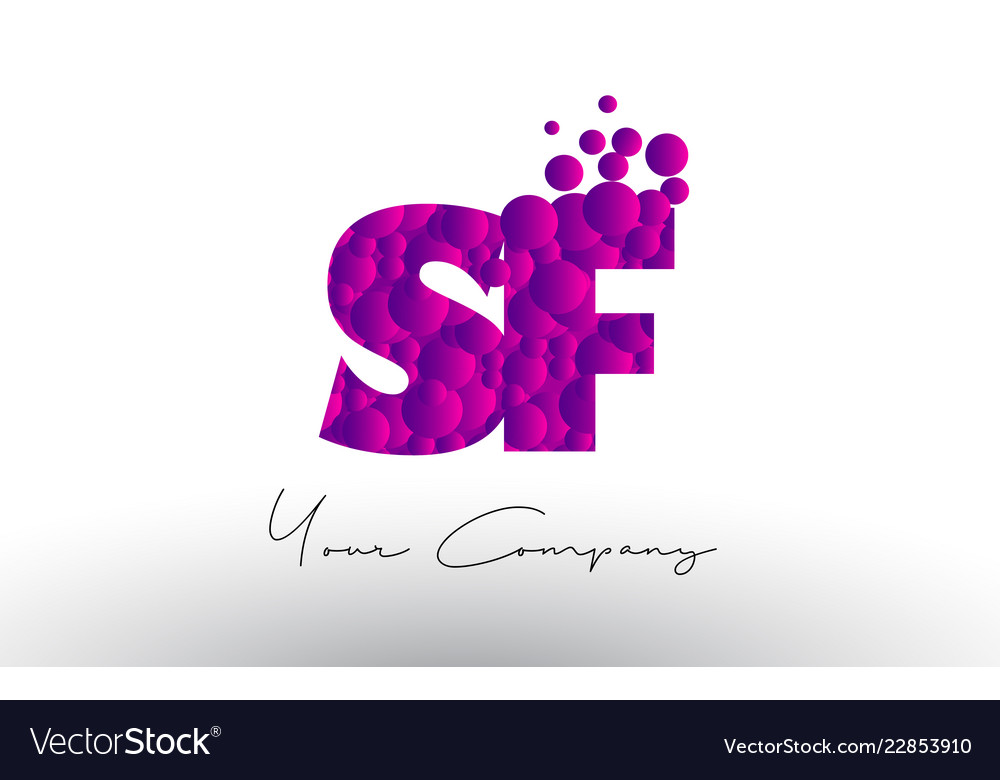 Sf s f dots letter logo with purple bubbles