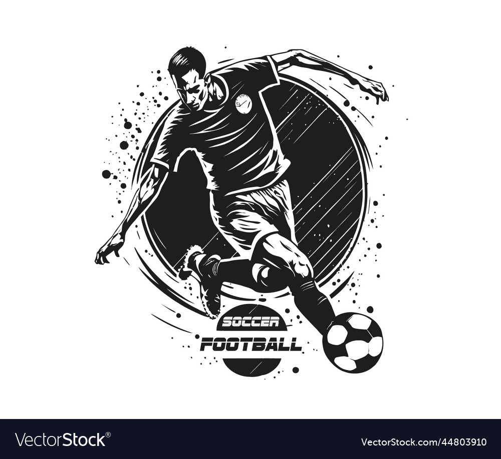 Soccer player kicking ball