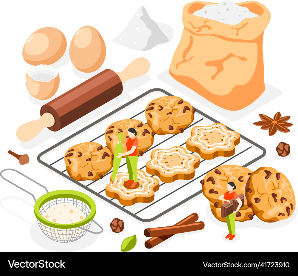 Sweet bakery isometric composition Royalty Free Vector Image