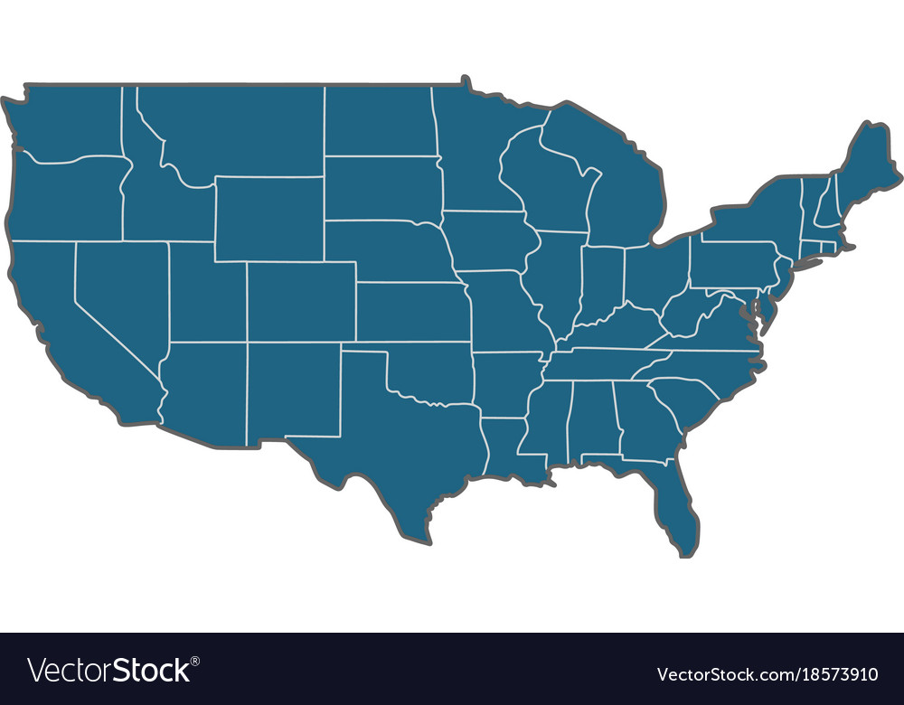 Usa States Border Map Royalty Free Vector Image