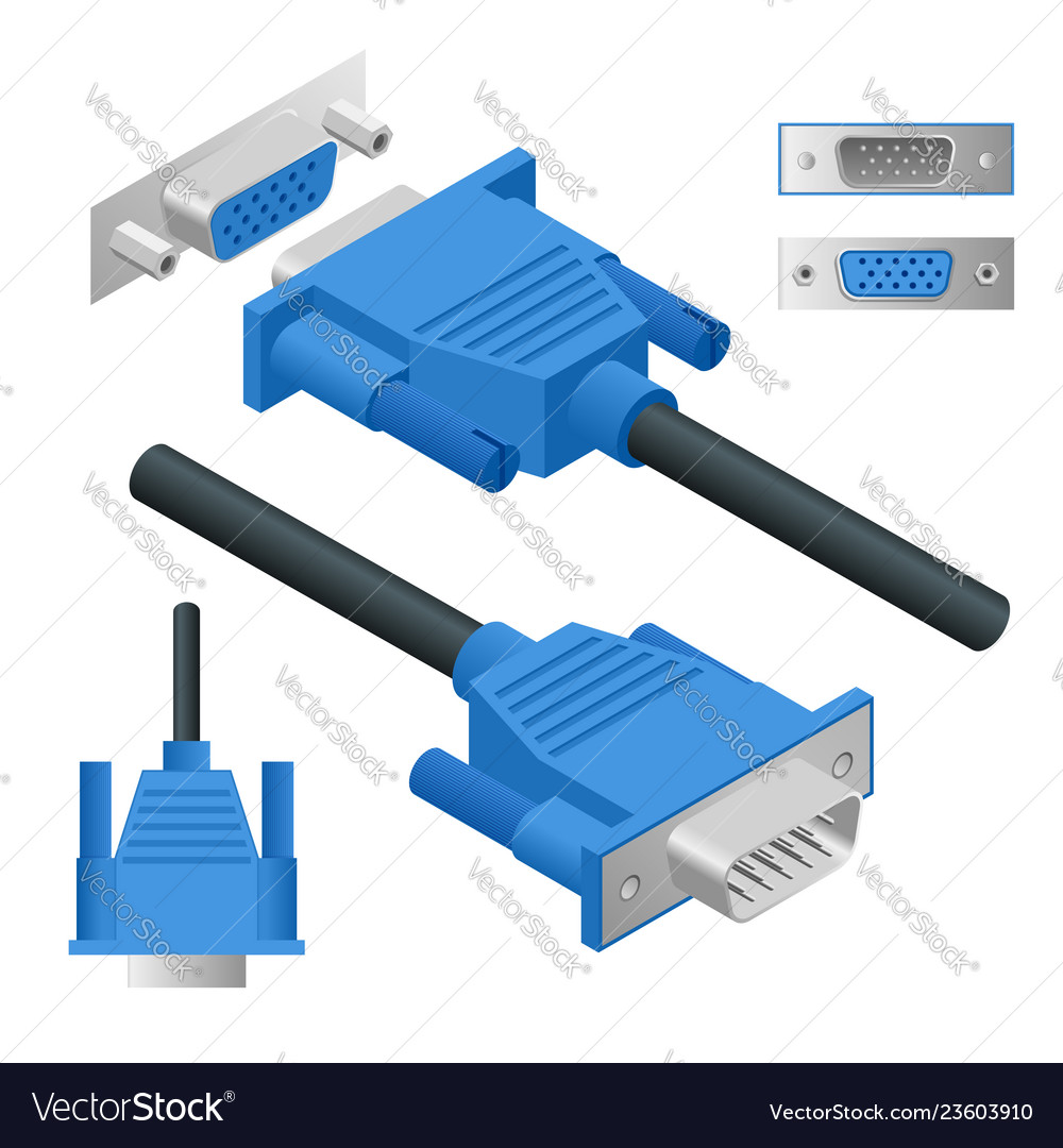 View right and isometry video graphics array vga Vector Image