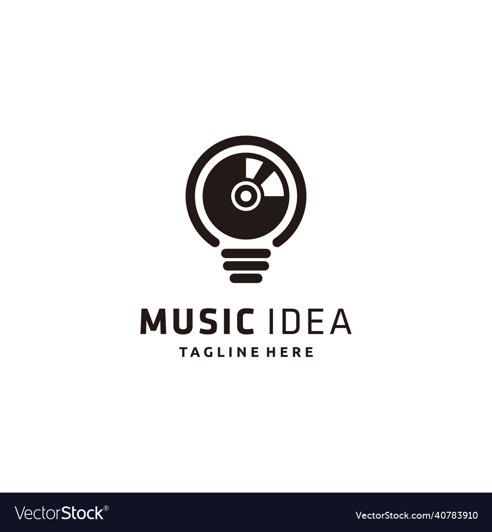 Vinyl and light bulb music idea retro logo design