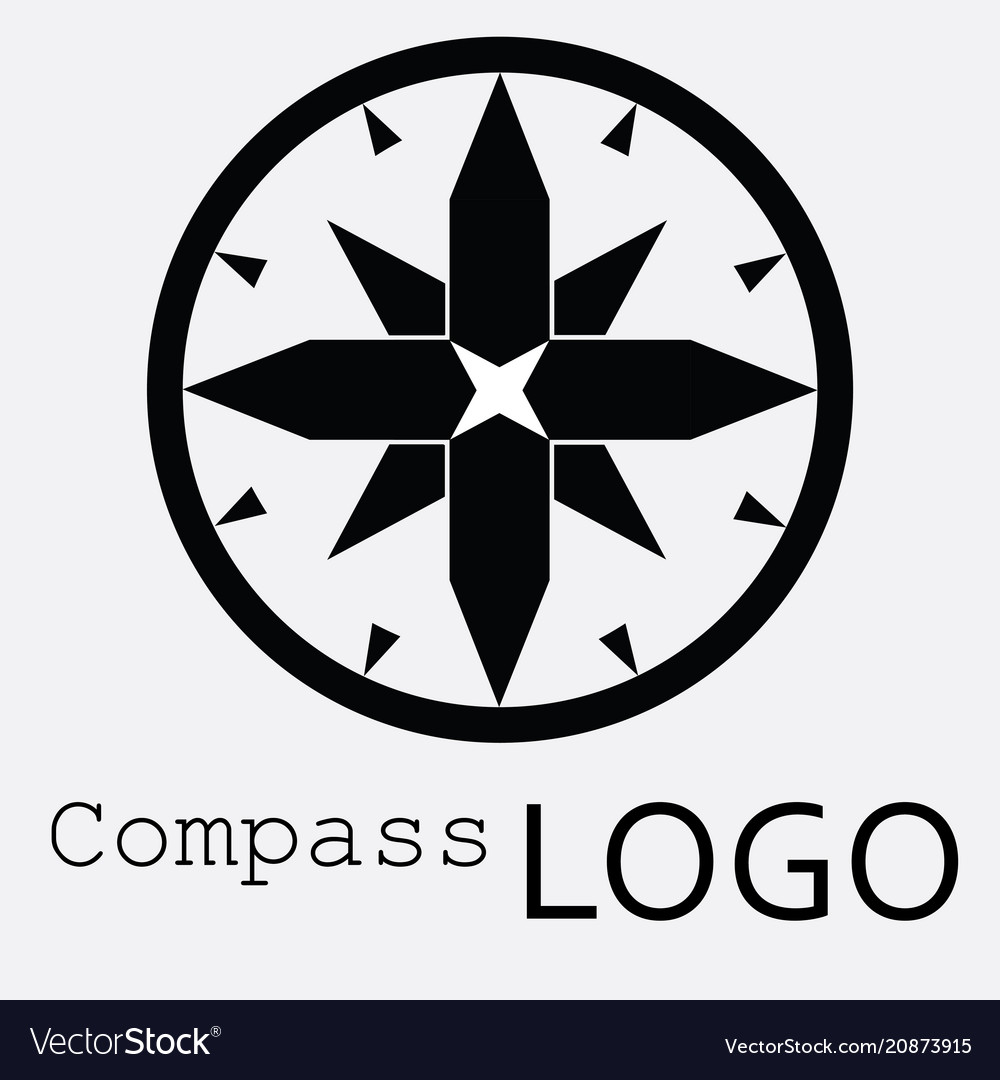 Black and white compass logo icon rose