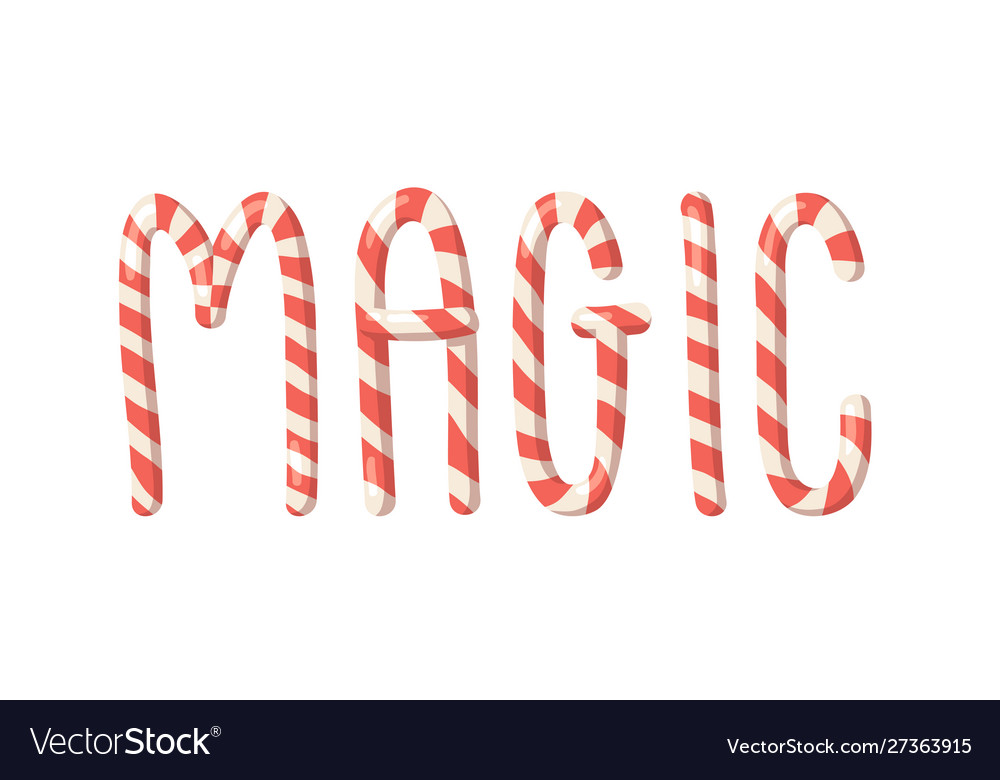 Cartoon christmas candy cane hand drawn font