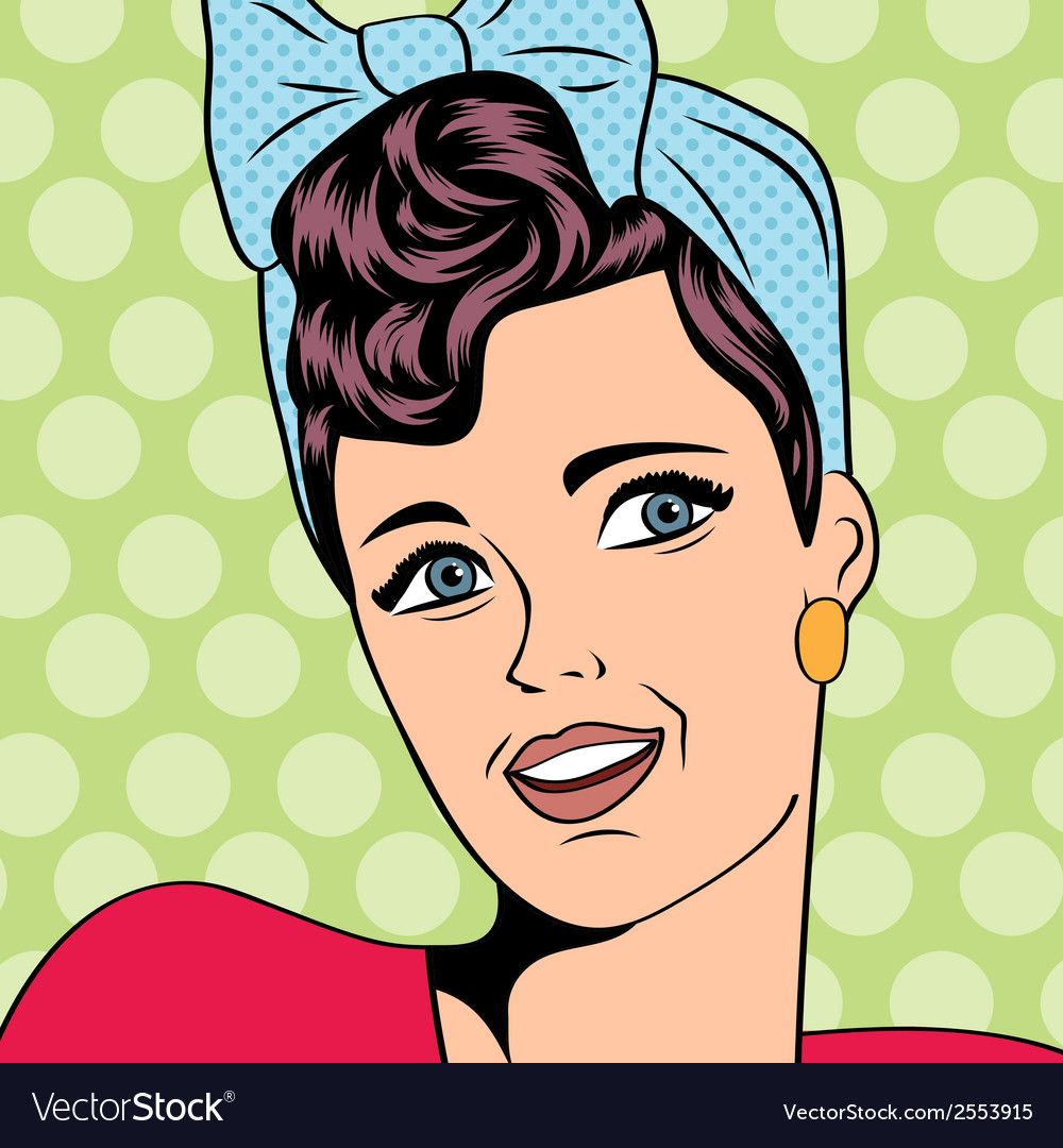 Cute retro woman in comics style