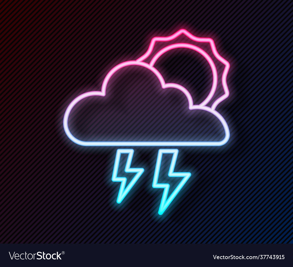 Glowing neon line storm icon isolated on black Vector Image