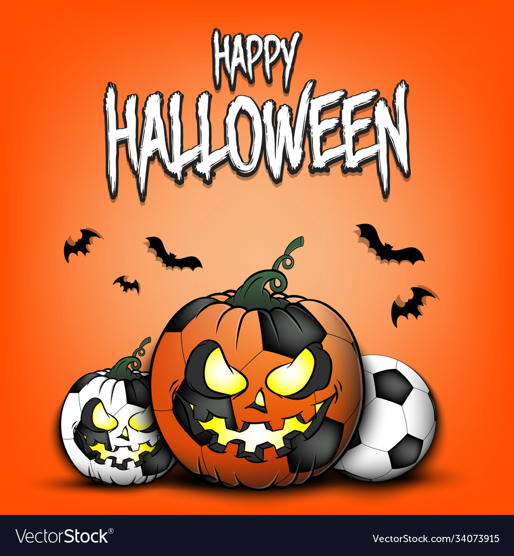 Happy Halloween Fußball Kürbis