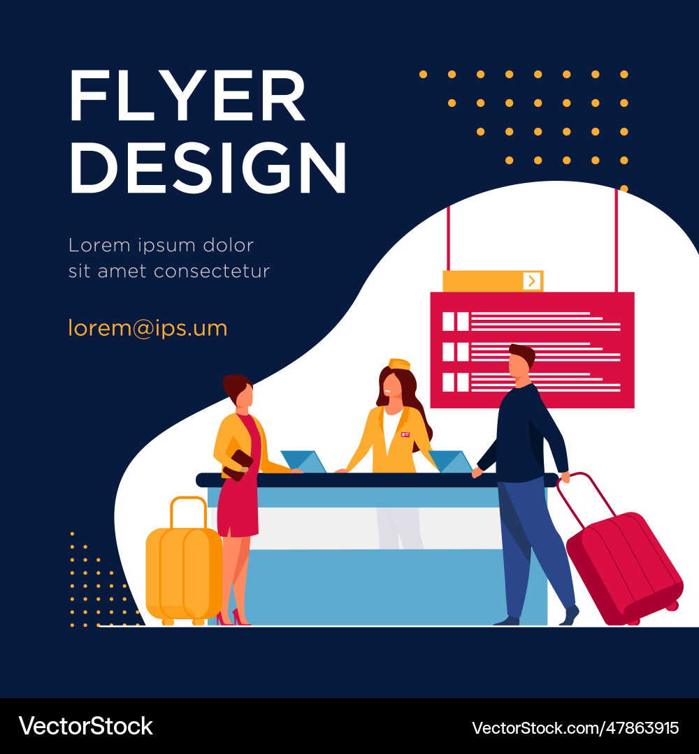 Happy travelers going through flight registration Vector Image