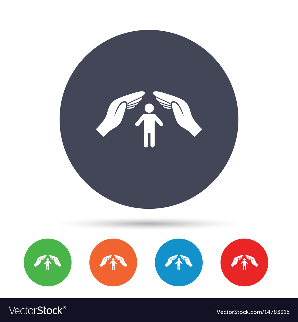 Human life insurance sign icon hands protect Vector Image