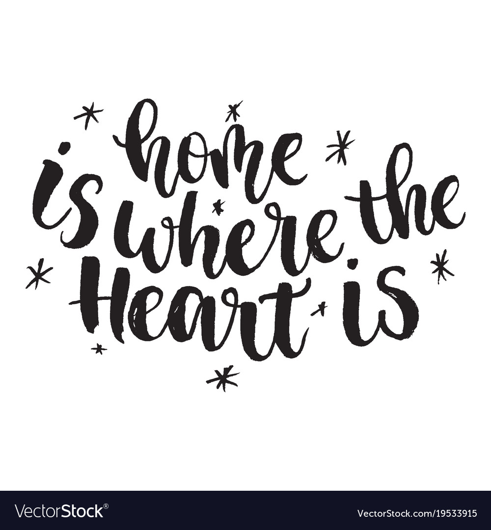 Inspirational Quote Home Is Where The Heart Is Vector Image