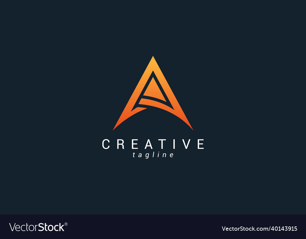 Letter a orange color simple space ship logo