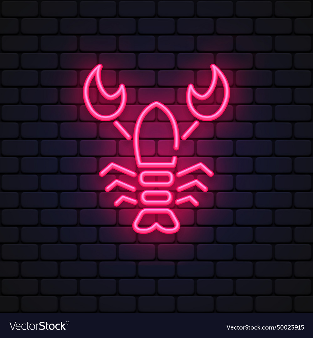 Lobster neon icon on light background