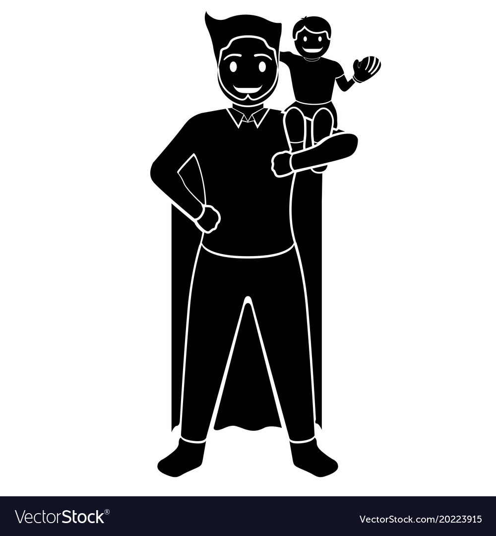 Superdad cartoon character silhouette