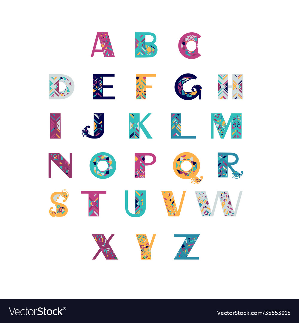 Tribal style alphabet Royalty Free Vector Image
