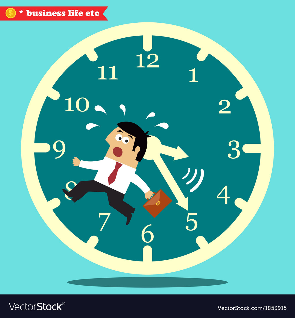 Worried executive running against the time Vector Image