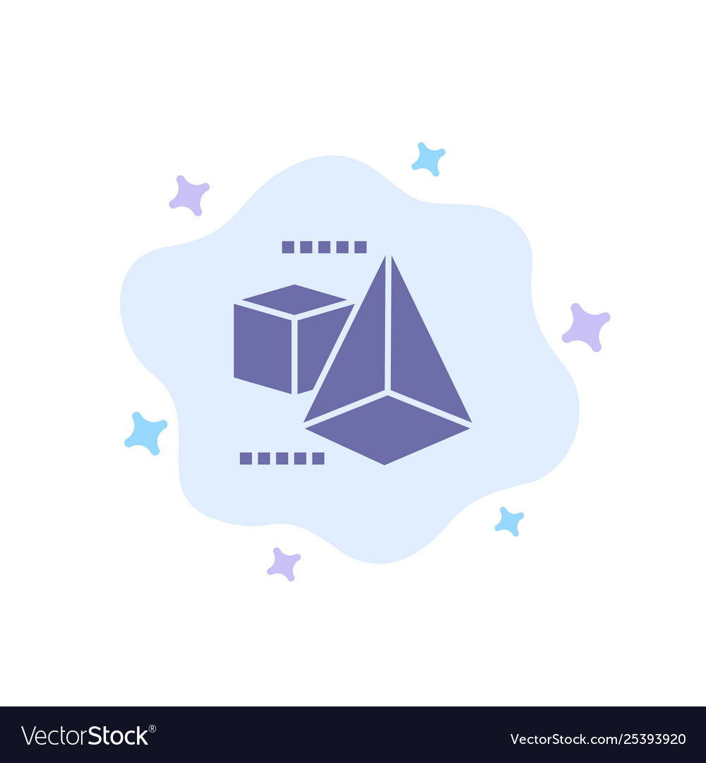 3dmodel 3d box triangle blue icon on abstract