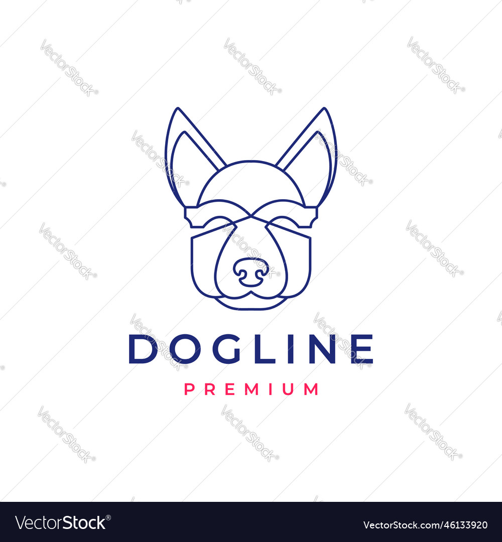 Art head animal face dog pets puppy line Vector Image