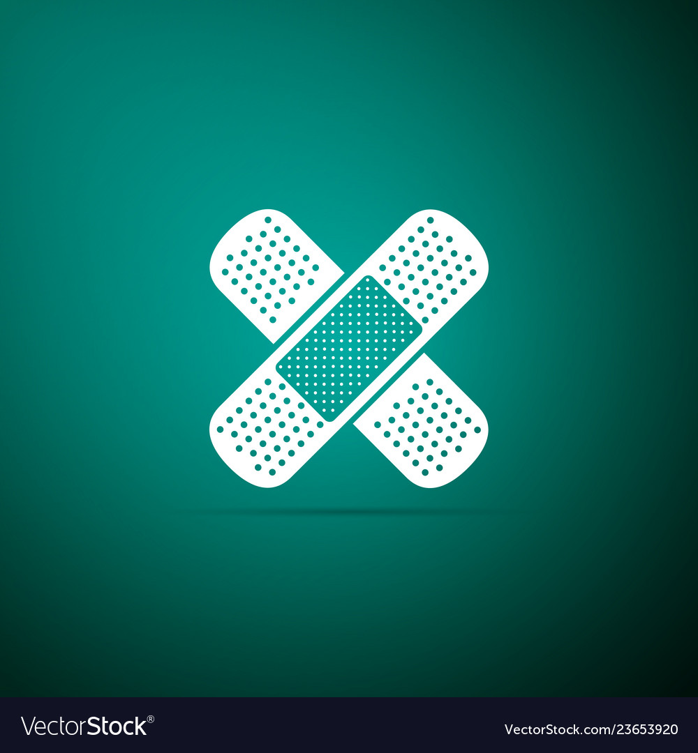 Bandage plaster icon isolated on green background