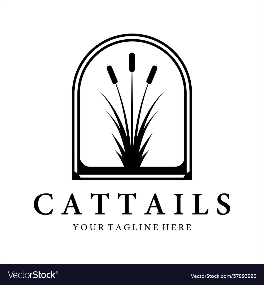 Cattails oder Reed Logo Vintage Template Design