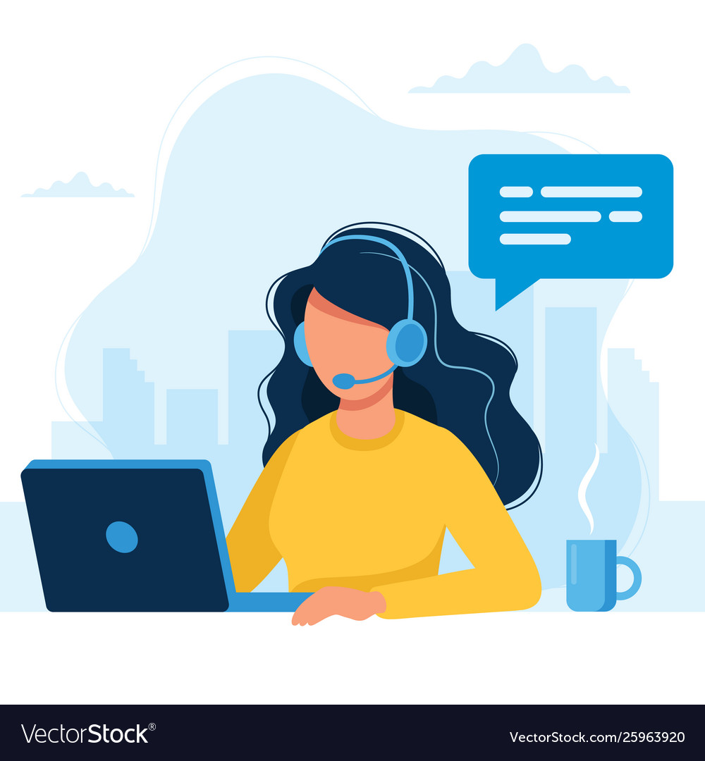 Customer service woman with headphones and Vector Image