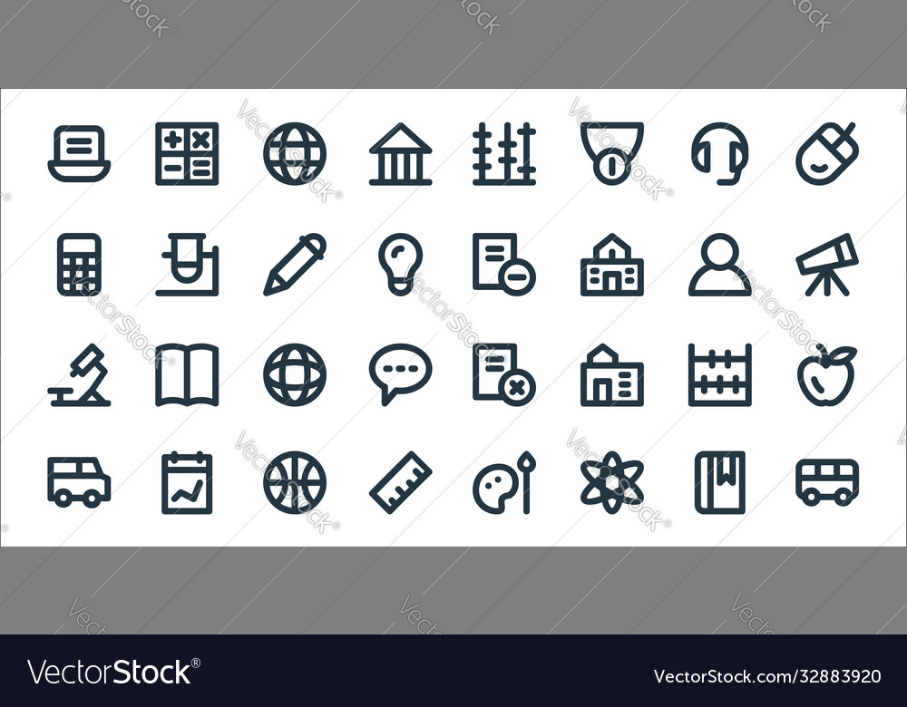 Education material line icons linear set quality