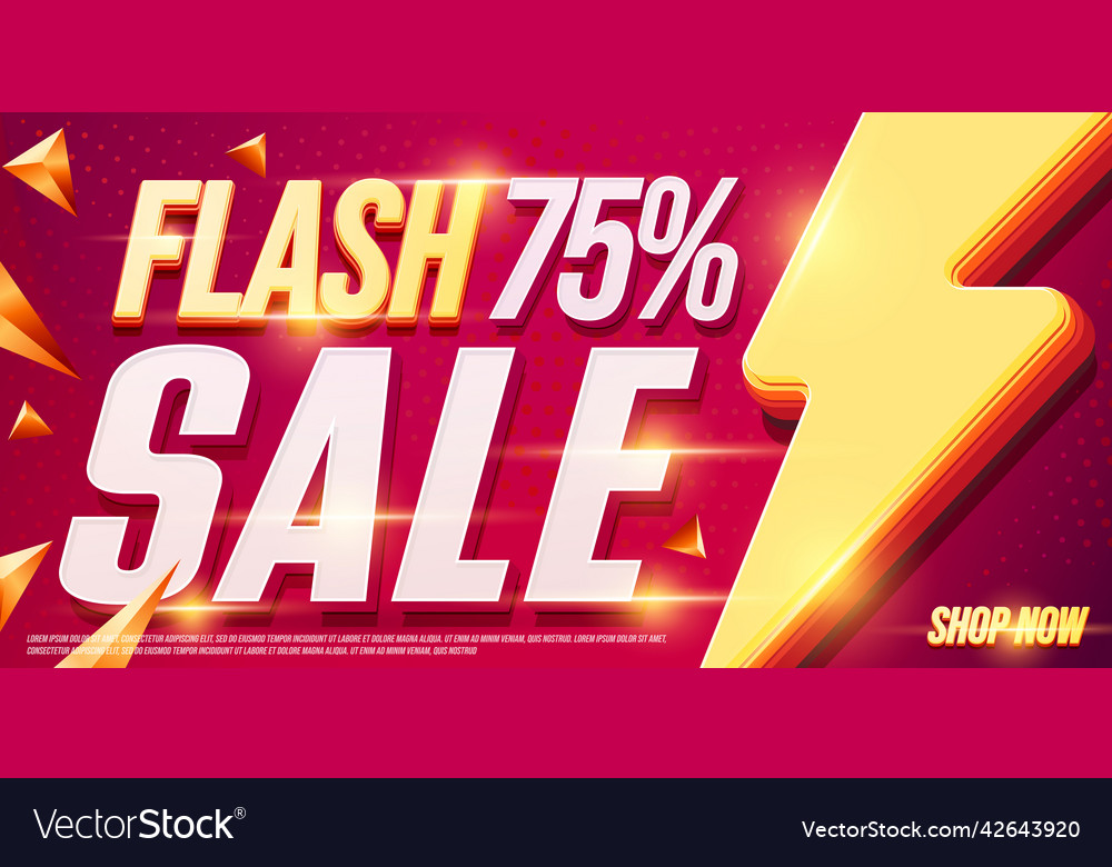 Flash sale banner with 75 percent discount